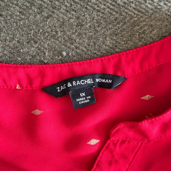Zac & Rachel Vibrant Red Blouse with Gold Details - Picture 3 of 3